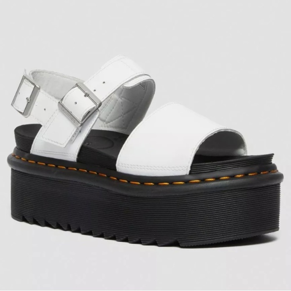 VOSS QUAD Platform Sandal in White Hydro Leather